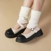 Women's Winter Warm Leg Warmers Female Knitted Hairy Warm Foot Cover Solid Color Lolita JK Warm Leggings Boot