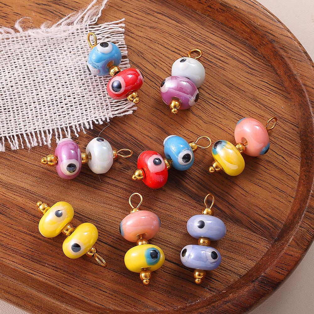 European and American sweet and cool style DIY dopamine ceramic pendant stainless steel plated 18K gold creative jewelry collection