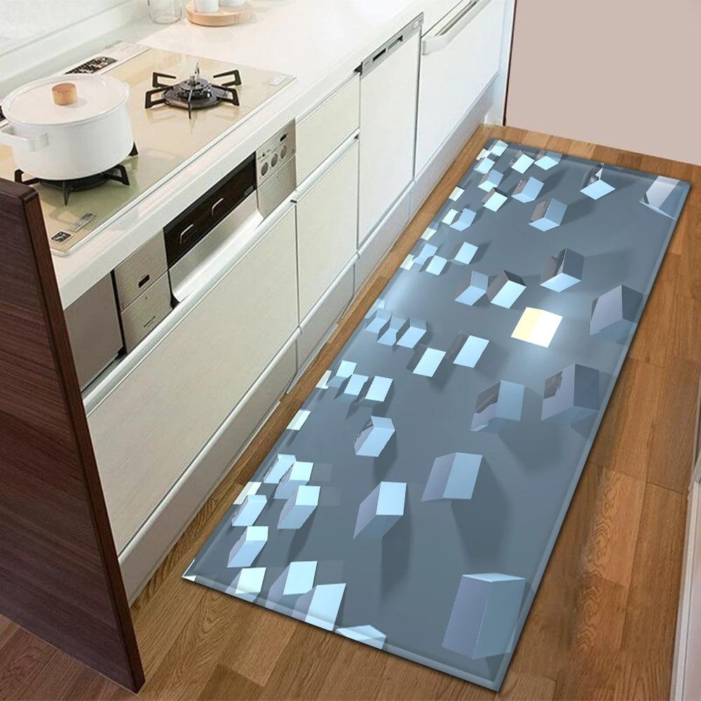 

Sci-fi Geometric Square Pattern Home Kitchen Floor Mat Door Front Decoration Floor Mat 40x60cm