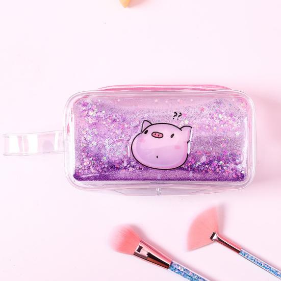 Shiny Pencil Case Transparent PVC Makeup Bag Waterproof Travel Cosmetic Bag Glitter Sequin Pouch for Pens Makeup Brushes