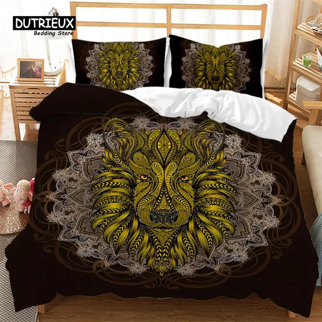 Exotic Ethnic Animals Duvet Cover King For Kid Adult Bohemian Mandala Bedding Set Microfiber Colorful Deer Wolf Head Quilt Cover