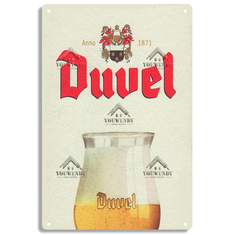 Duvel Beer Vintage Metal Poster, Retro Tin Sign, Decorative Plate, Room Decoration for Pub, Bar, Cave, Club, Wall Art Decor