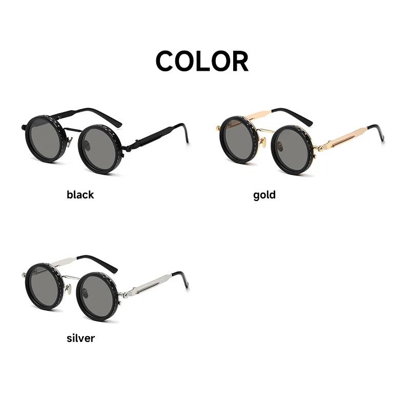 Round Sunglasses Men Women ND9 Adjustable Dimming Retro Punk Fishing Eyeglasses Outdoor Shades UV400 Protection
