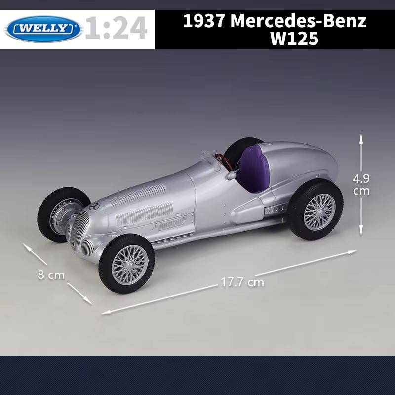 Welly 1/24 1937 Mercedes Benz W125 Alloy Scale Car Model Diecast Metal Static Collection Children Toy Car Vehicles Gifts
