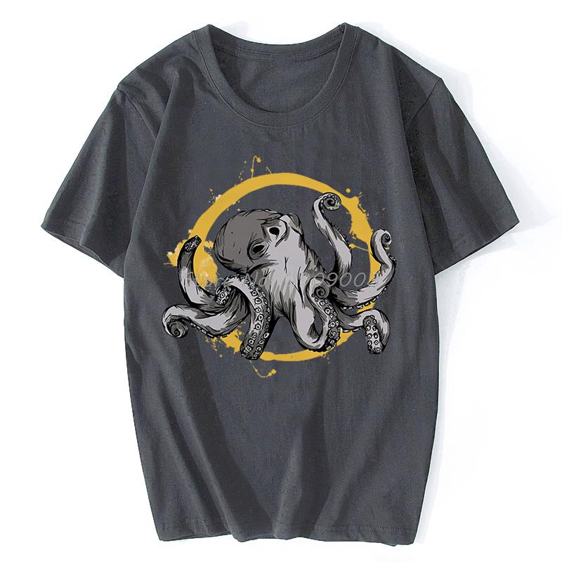 Deep Sea Octopus Funny Vintage TShirt Casual Cotton Tshirt Oversized Unisex Tops Unisexs Clothes Fitness T Shirt