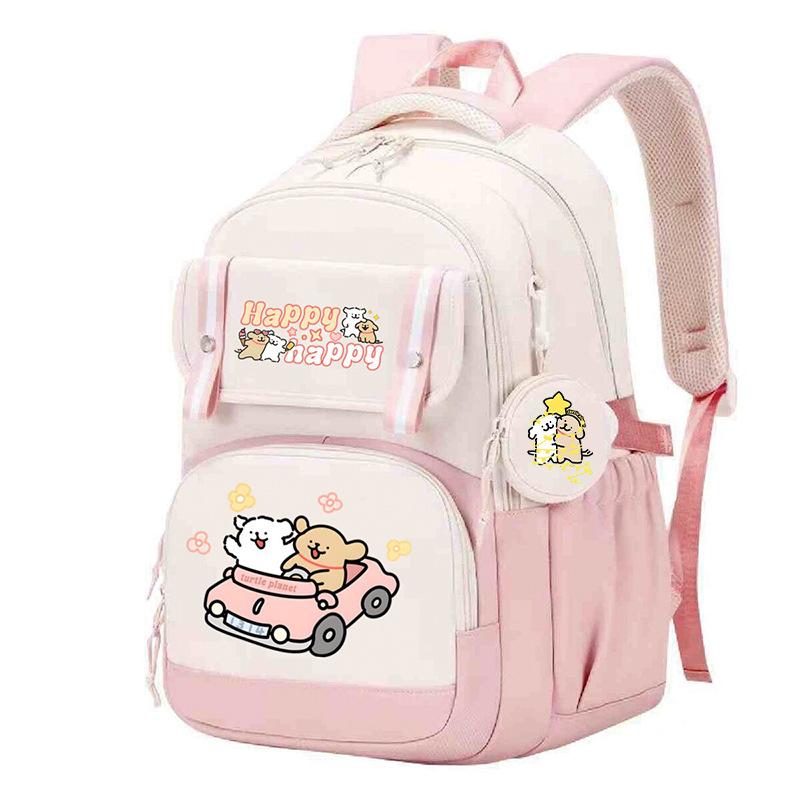 Fashion Backpack Cute Style Lines Doggie Cartoon Printing Trend Primary and Secondary School Students Reduce the Burden of Schoolbags