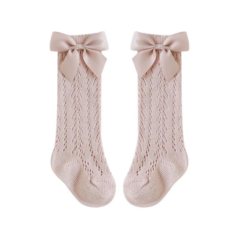 Class A Thin Mesh Summer Children's Mid-Calf Socks with Bow for Girls