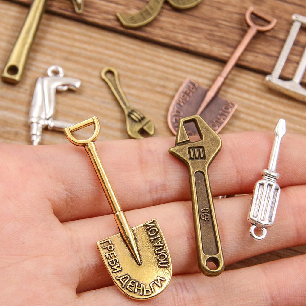 Multiple DIY Alloy Jewelry Accessories, Household Tools Pendants, Shovels, Axes, Wrenches, Teapot Pendants