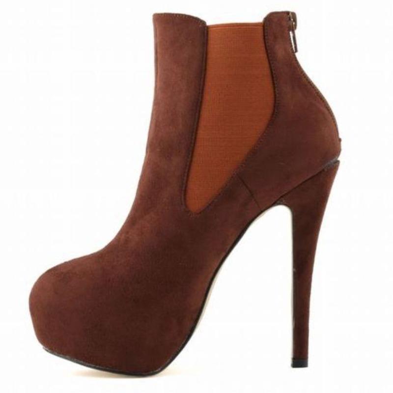 Große Größe 35-43 Damenstiefel 14cm Extrem High Heels Winter Herbst Kurze Stiefelette Sexy Plateau Casual Schwarze Party Schuhe