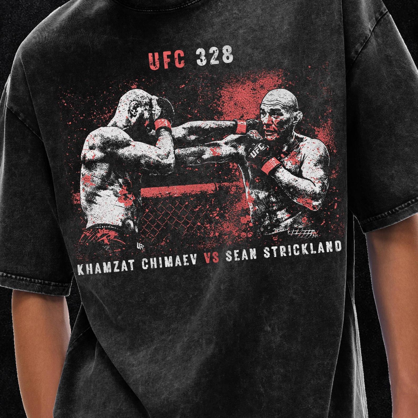 Khamzat Chimaev vs Sean Strickland Shirt, UFC Shirt | Acid Wash Oversize T-Shirt - 250 GSM, Grunge & Goth Streetwear, Vintage Washed T-Shirt 3XL