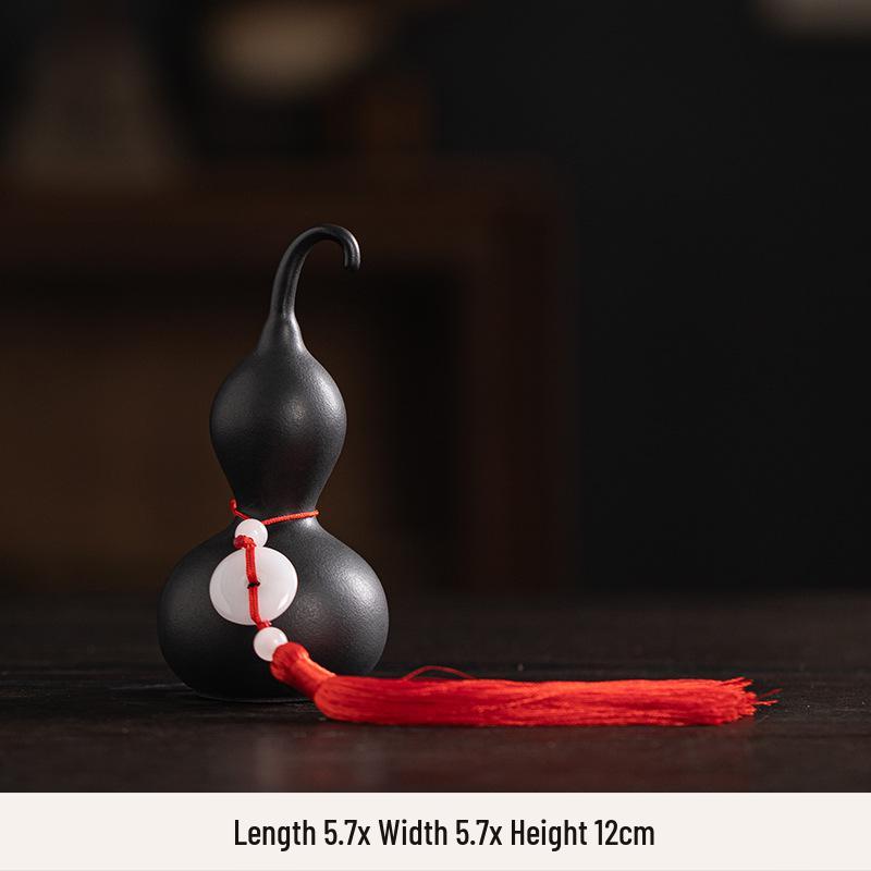 Yellow Clay Gourd Ceramic Ornament for Feng Shui: Fill Missing Corners In Southwest and Northeast, Enhance Gen Kun Palace, Balance Earth Elements.