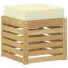 Outdoor Hockerbank Weiß 43 x 43 x 45 cm Massives Akazienholz