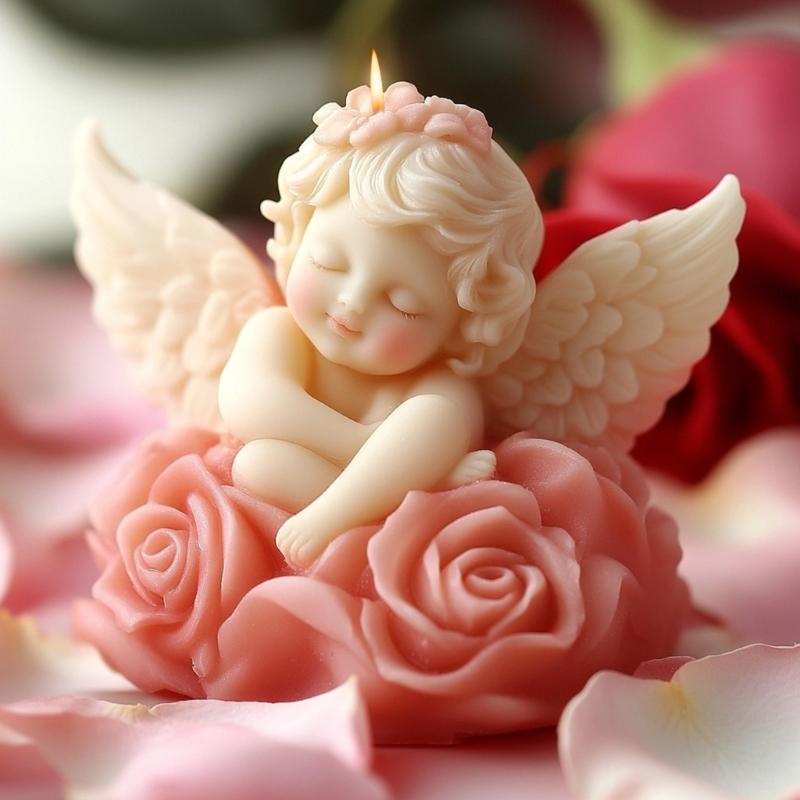 Flexible Angel Rose Scented Candle Silicone Mold And Shell Angel Scented Stone Craft Kit For Home Decors