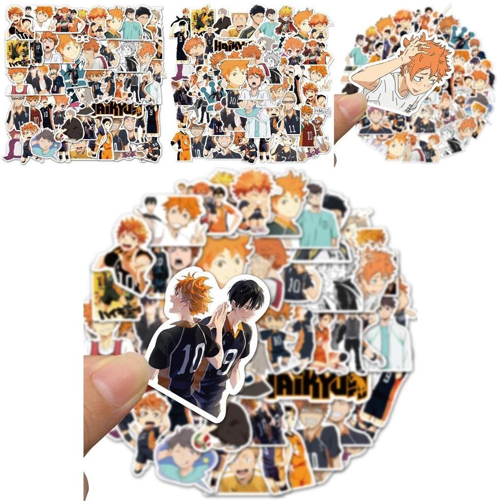 Anime Haikyuu!! 52-piece Sticker Set With Waterproof Multi-color Decals For Laptops And Bikes