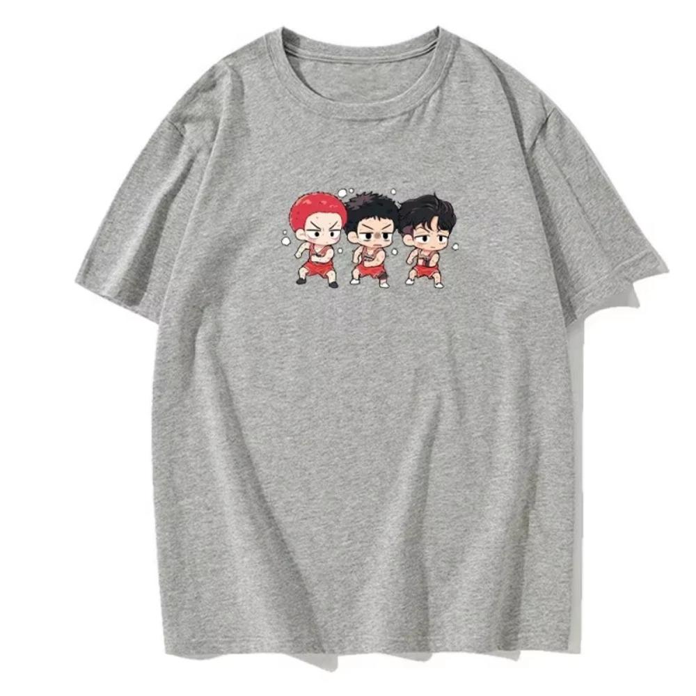 Men's Fun and Cute Version of Anime Character Print Casual Daily Short-sleeved Round Neck Cotton European Size T-shirt