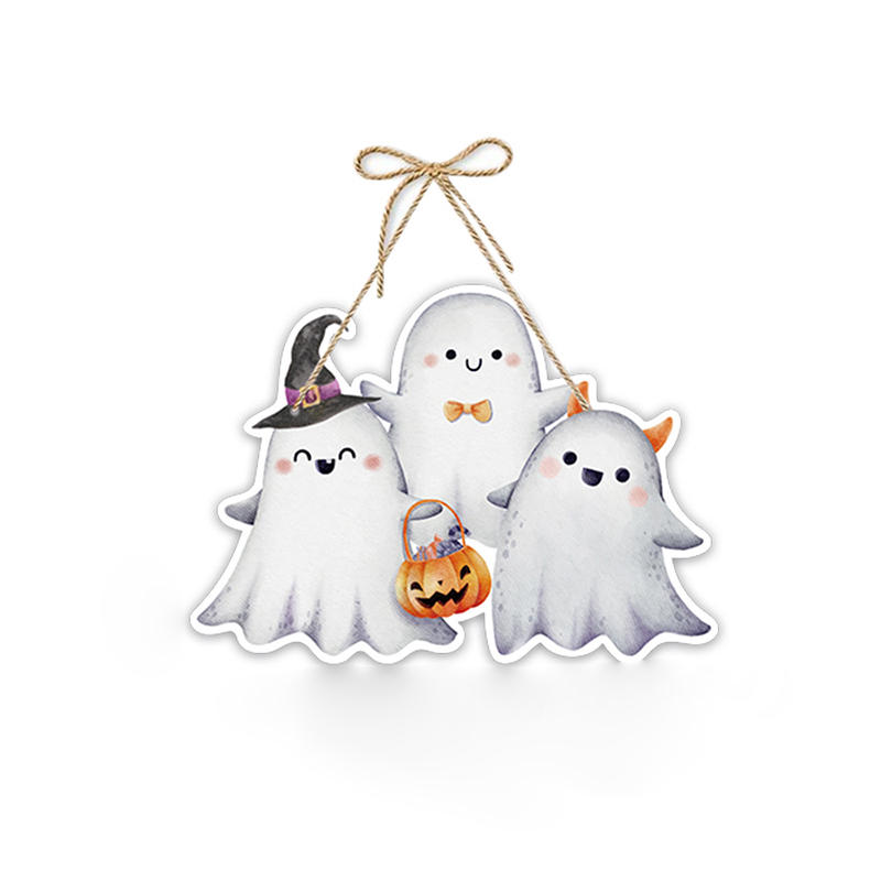 Creative Halloween Theme Spooky Ghost Paper Door Hanging Sign Front Door Porch Window Indoor Outdoor Party Scene Decor