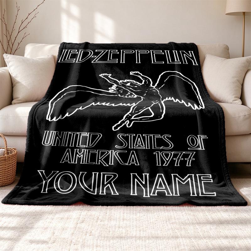 Led Zeppelin Customizable name outdoor blanket soft cozy and warm Multi-purpose office blanket outdoor camping and travel blanket all