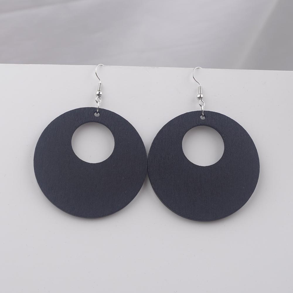 Hollow Big Round Circle Wood Pendant Earrings Eye Catching Women Exaggerated Minimalist Simple Geometric Jewelry Brincos Present GiftExaggerated