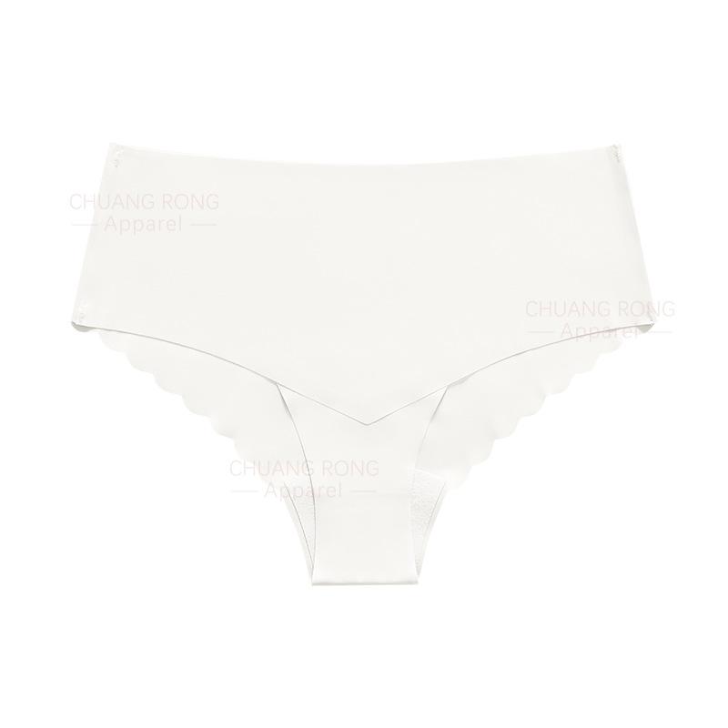 

Sexy seamless personality wavy edge sexy briefs one piece large size ice silk nude underwear women S белый