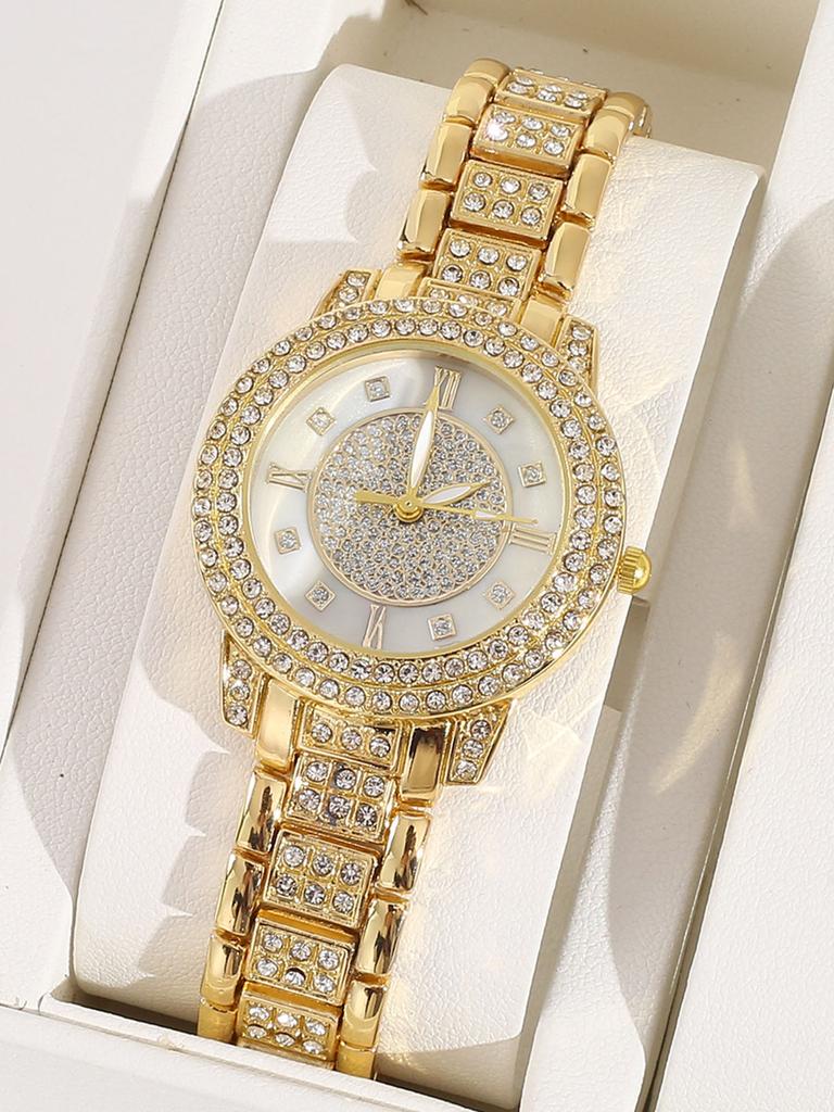 Popular women's watch Fashion casual quartz set full diamond bracelet fashion watch