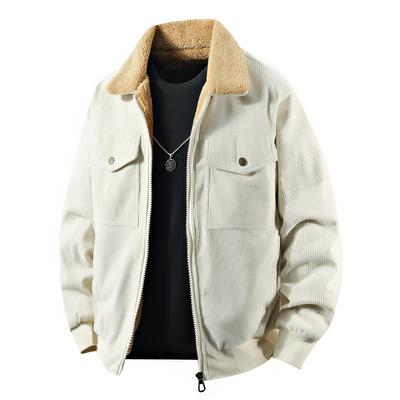 Jacke aus Lammvelours in Übergröße für Herren für Herbst und Winter, Plüschverdickte Cord-Reversjacke Warme Baumwolljacke