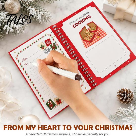 Party Favor Card Holder Merry Christmas Gift Book, DIY Spiral Bound Themed Coil Notebook Booklet, Xmas Gifts for Family, Friends, Celebrations