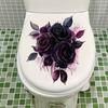 Purple Rose Floral Toilet Wall Sticker Self-Adhesive Waterproof Removable Bathroom Romantic Elegant Home Decor Art