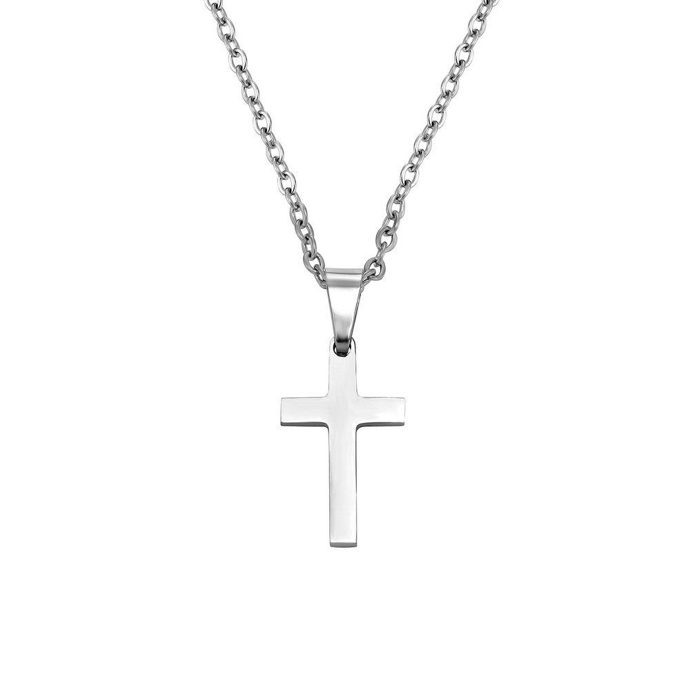 Hip Hop Cross Pendant Necklace for Men Women Minimalist Unisex Stainless Steel Smooth Rock Jewelry Trendy Couple Gifts