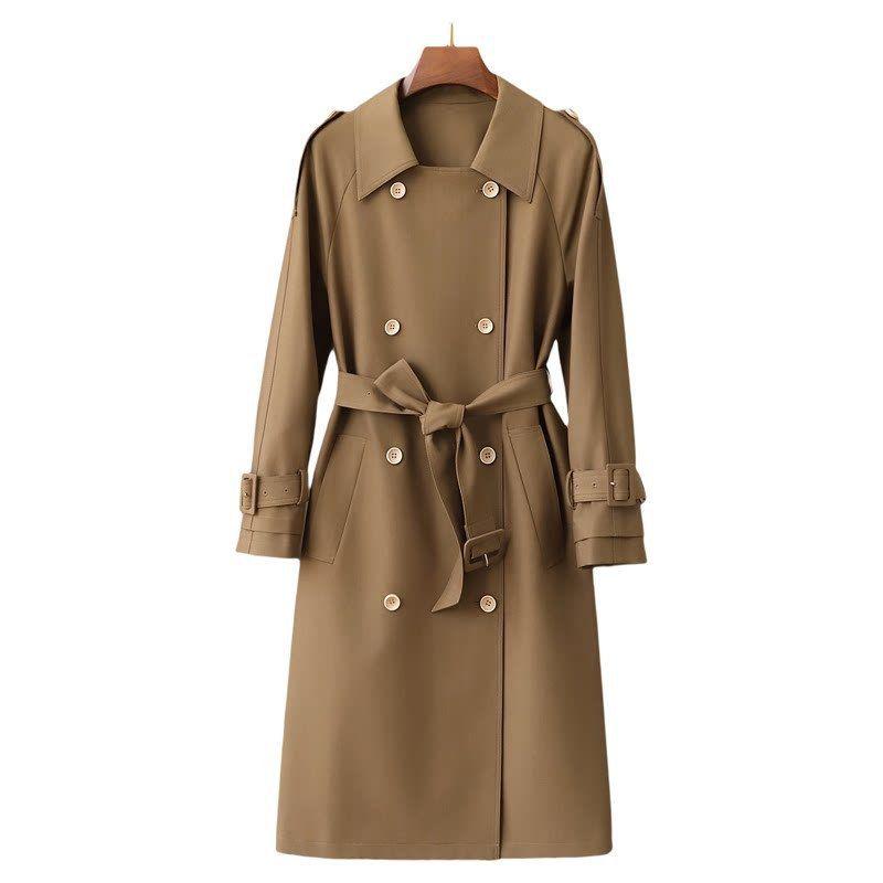 2026 Spring Women's British Style Double-Breasted Belted Trench Coat