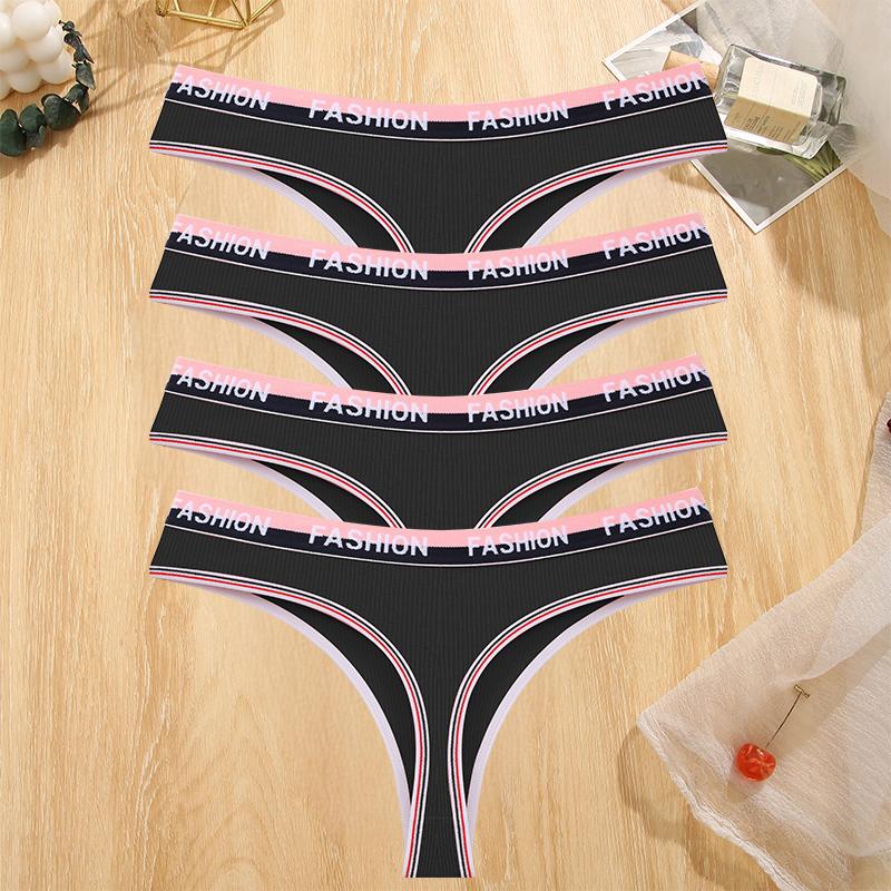 FINETOO 4 Stück/Set Damen Nahtlose Baumwollslips Intimates Sexy Slips Atmungsaktive Unterwäsche Weiblich Niedrige Taille Weiche Dessous S-XL