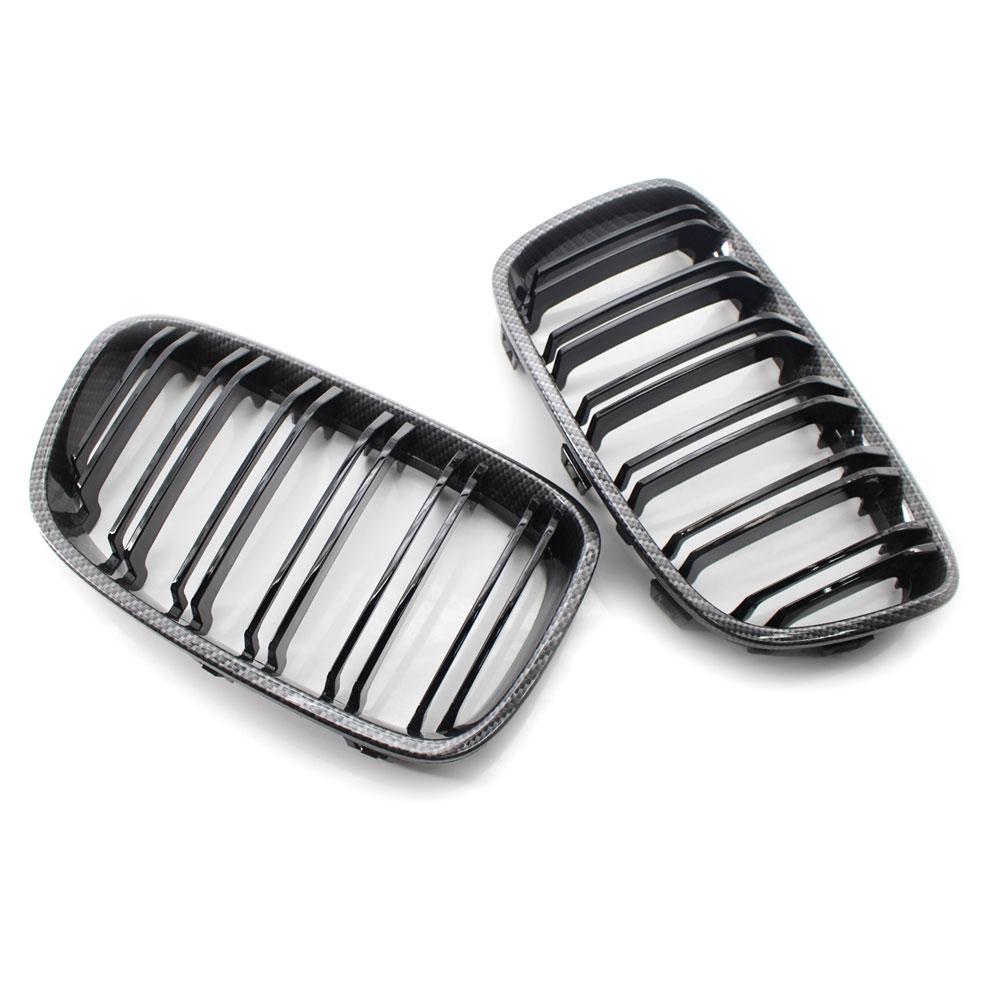 Ricoy Gloss Black For Bmw 2011 - 2014 F20 F21 118i 120i 140i 2 Hatchback Sport Kidney Grill Grille Carbon Fiber