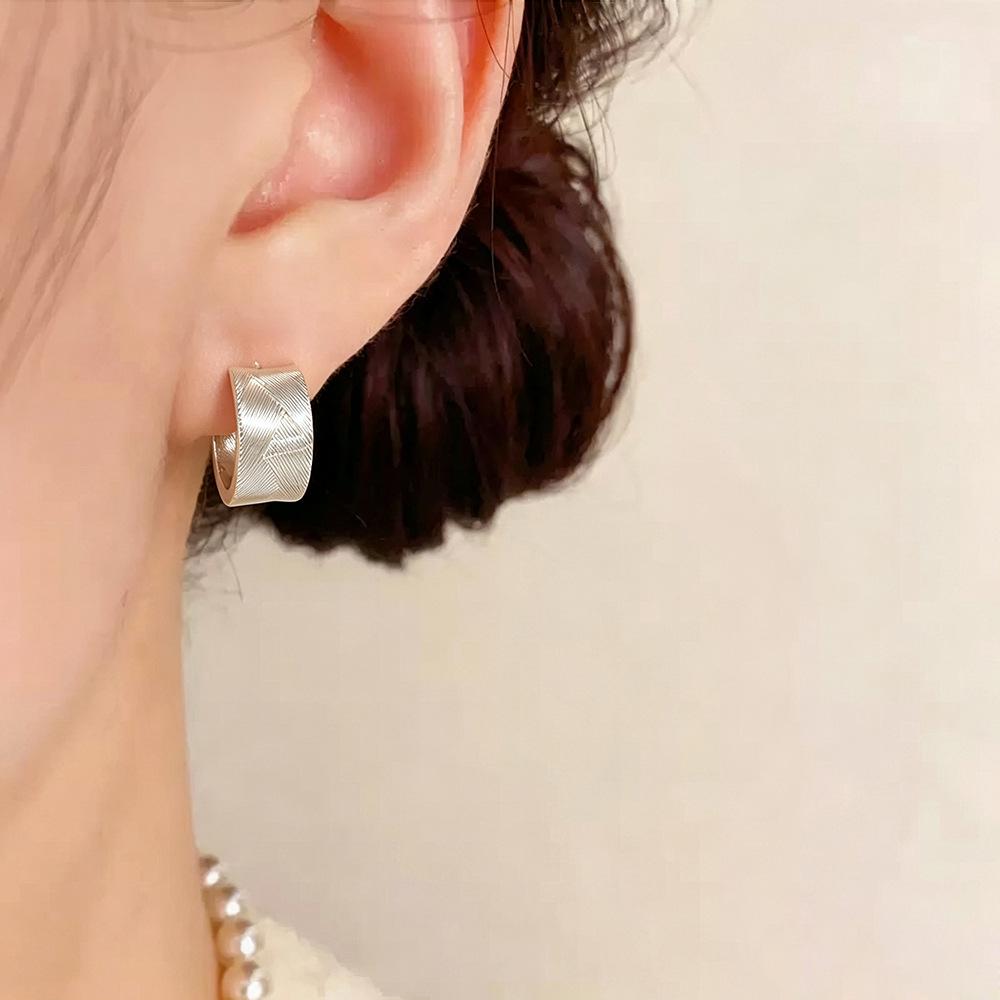 Chic Light Luxury U-Shaped Line Texture Earrings - Women's Versatile Design