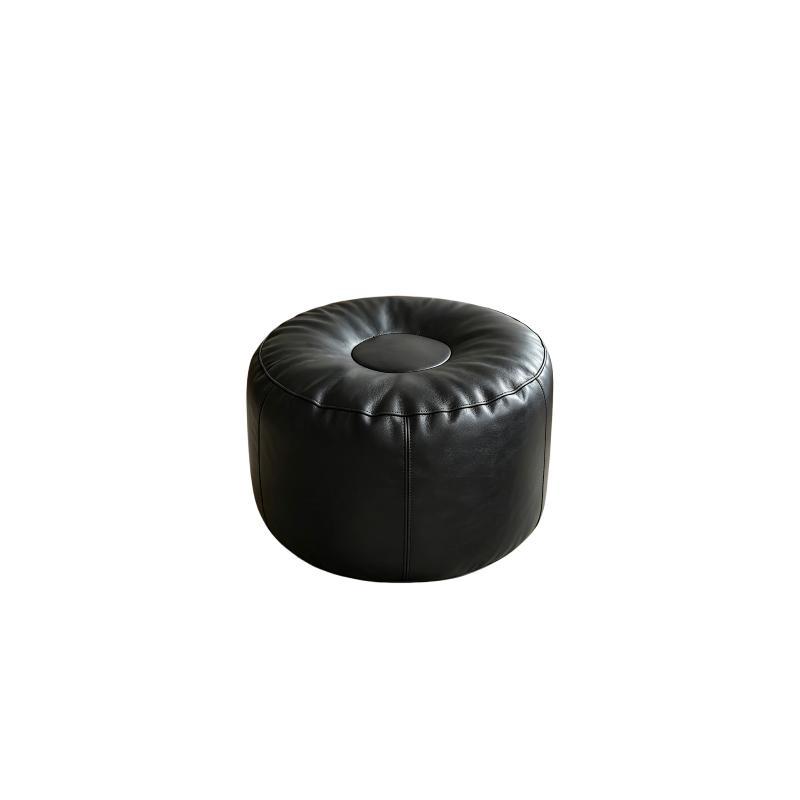 Pouf Rotondo Pieghevole in Ecopelle con Scomparto Nascosto, Seduta Pouf per Arredamento Soggiorno Casa