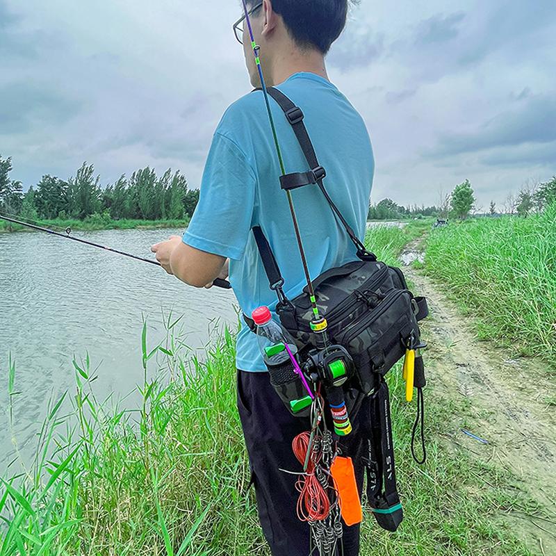 Fishing Tackle Shoulder Bag Storage Bag Portable Fishing Rod Holder Outdoor Sports Bag Multifunctional Waist Bag Lure Bag