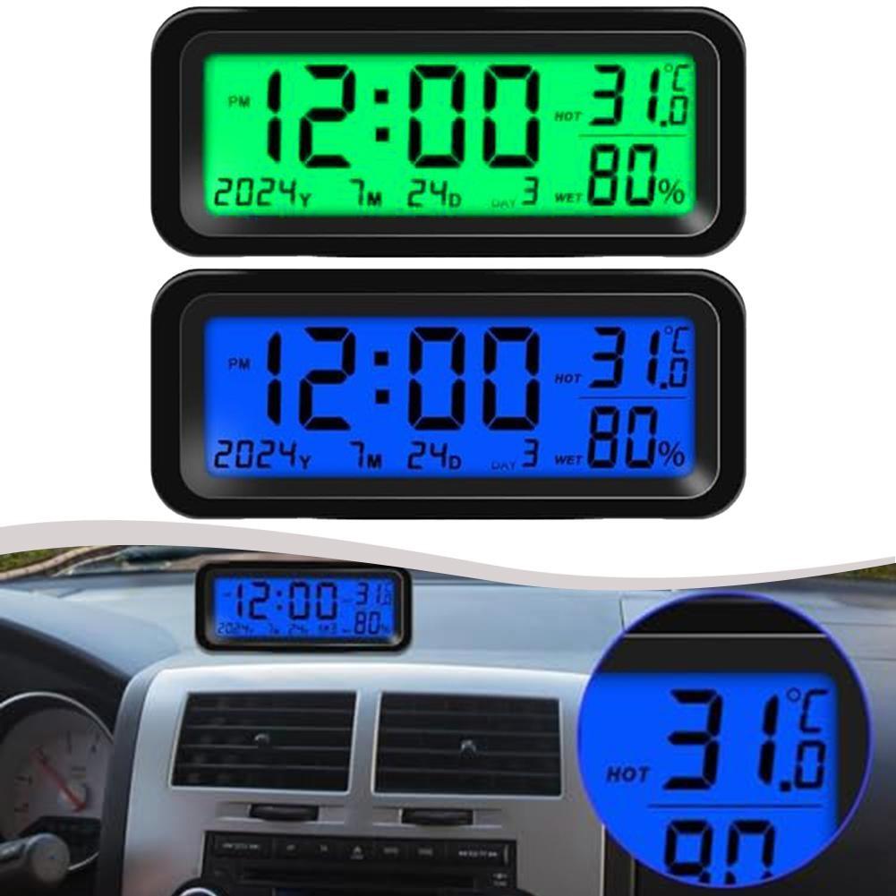 Compact Solar Powered Clock for Vehicle Dashboard with Multi Function Display