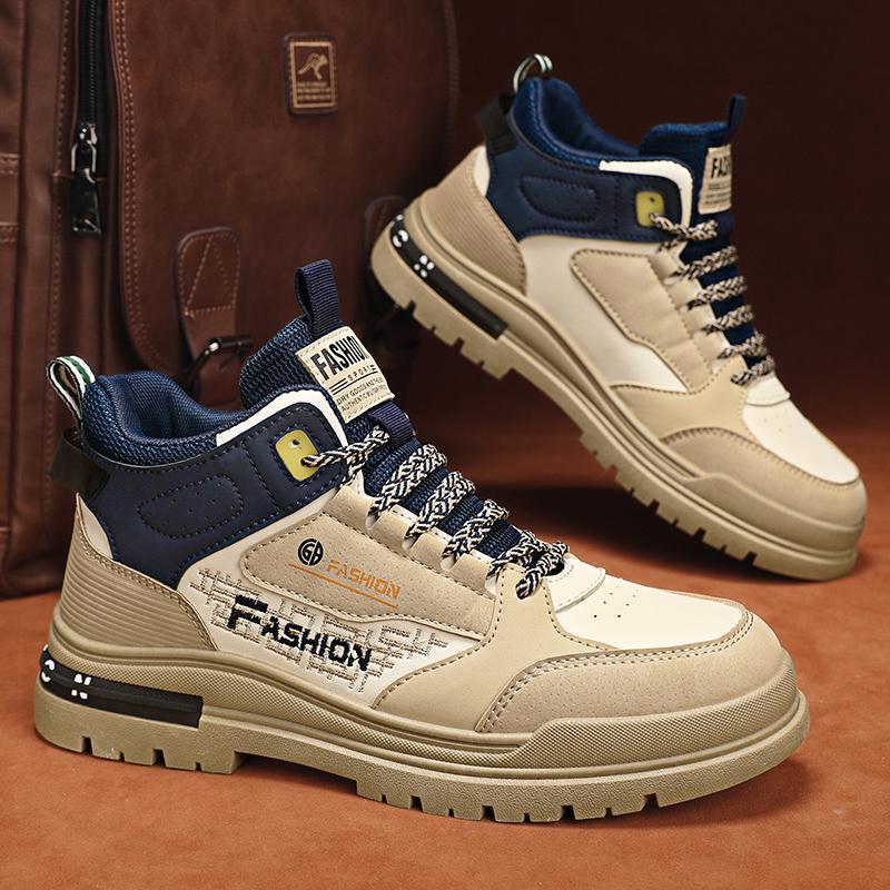 Autumn and winter men's shoes platform Martin boots fashion outdoor tooling shoes trend breathable high-top casual shoes