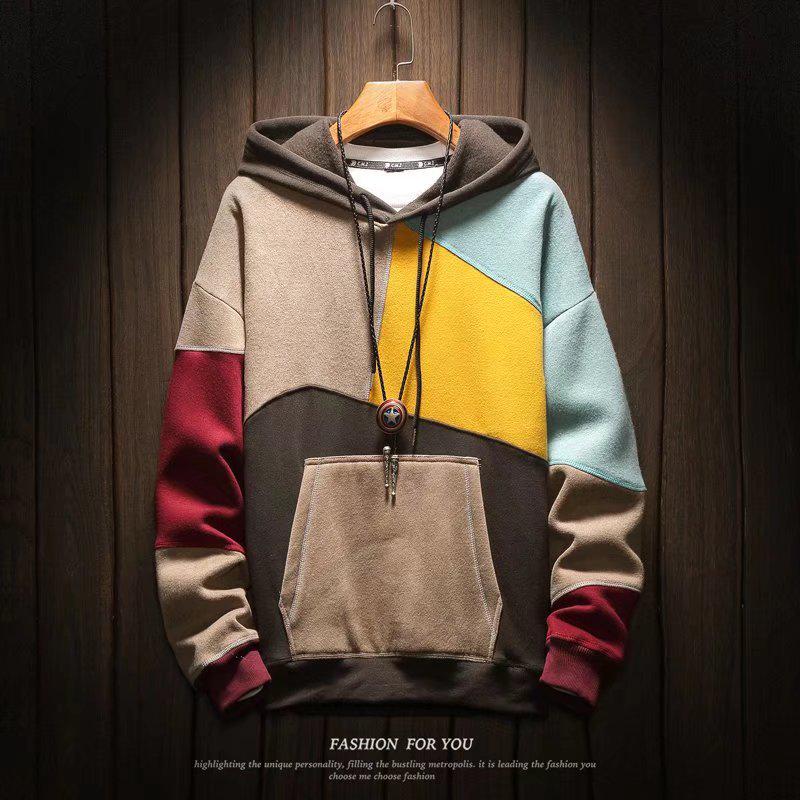 2021 Men's Trendy Color Block Hooded Jacket Sweatshirt - Spring/Autumn