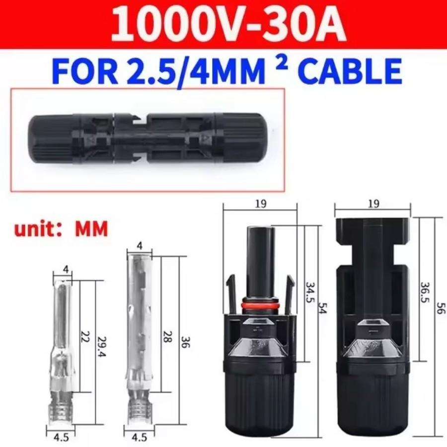 Sets Solar Connector Solar Plug Cable Connectors for Solar Panels Photovoltaic System 30A 50A 1000VDC 1500VDC