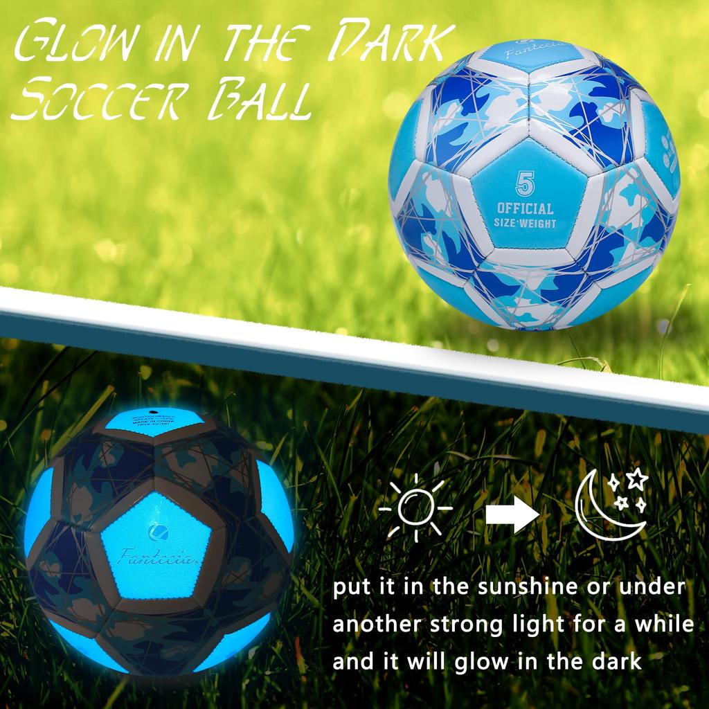 Fantecia Size Fluorescent Football for Training and Recreational Games Glow-in-the-Dark Football, 5,