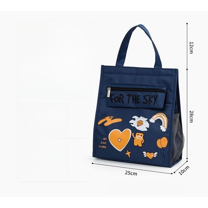 Lunch Box Handbag Student Cartoon Lunch  Bag with Large Capacity Thickened Insulation Cute Children's Hand-held Bento Lunch Bag Student Tutoring Bag