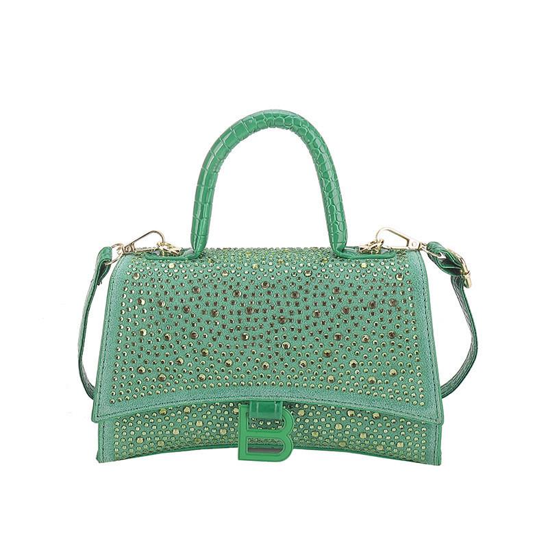

IELGY Сумка в стиле песочные часы в стиле ретро, ​​портативная женская сумка через плечо с яркими бриллиантами, женская сумка, элитный зарубежный стиль зелёный