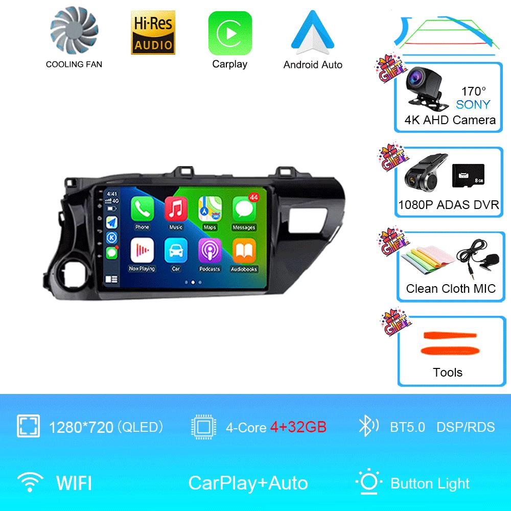 Car Radio Android 14 For TOYOTA HILUX PICK UP AN120 2015 - 2020 RHD/LHD Multimedia Video Player Receiver 5G DVD Wifi Carplay