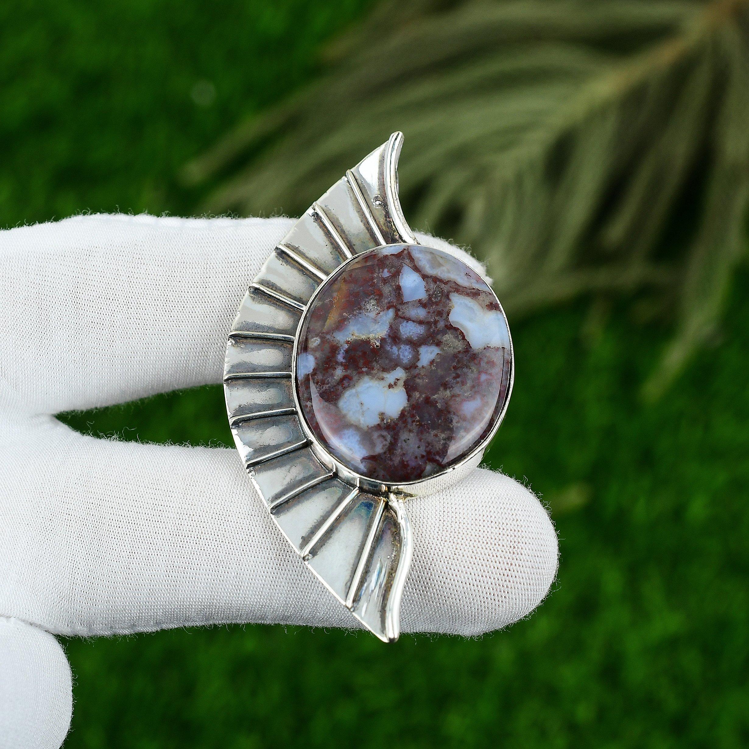 Daughters Day Deal 925 Sterling Silver Rainbow Jasper Gemstone Pendant Jewelry