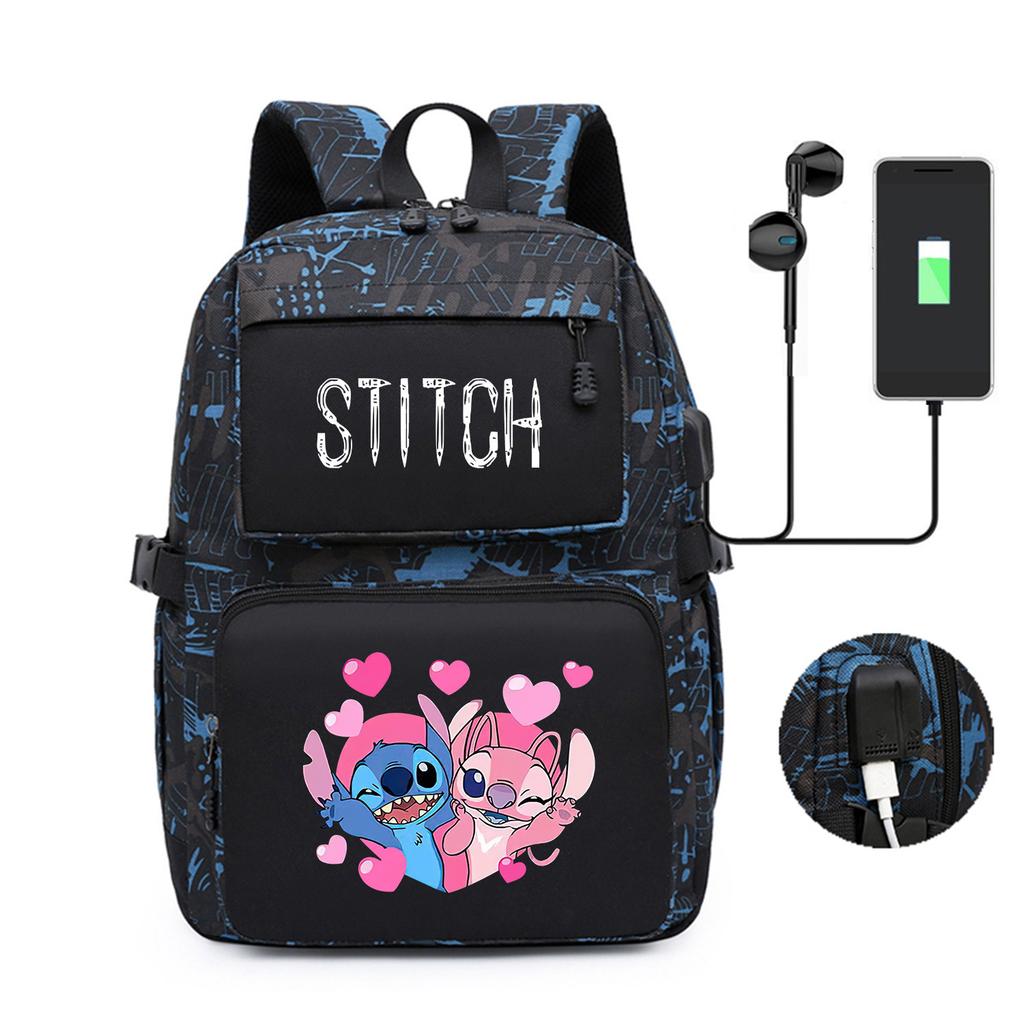 Peripheral Printed Backpack, Large-Capacity Student Schoolbag Usb Computer Bag For Men And Women