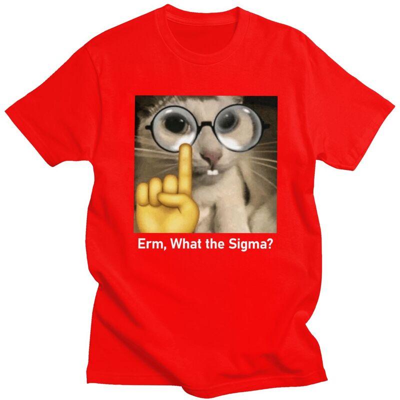 

Мужские футболки с мемом What The Sigma Cat на заказ, с коротким рукавом, хлопковые, для отдыха, с юмором, саркастической цитатой, одежда S