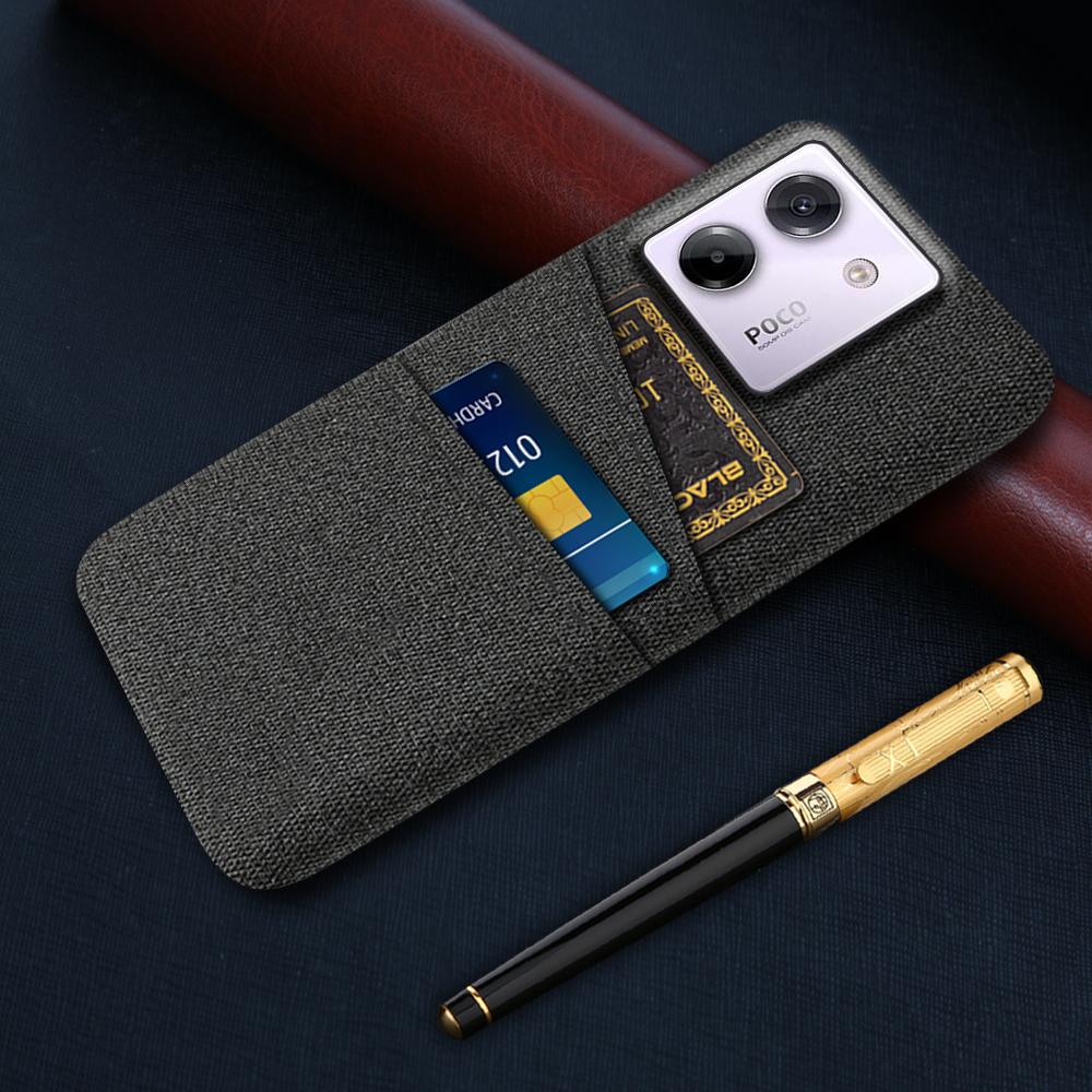 For Xiaomi Poco M7 Pro 5G Case Cloth+Hard PC Phone Cover with Dual Card Slots