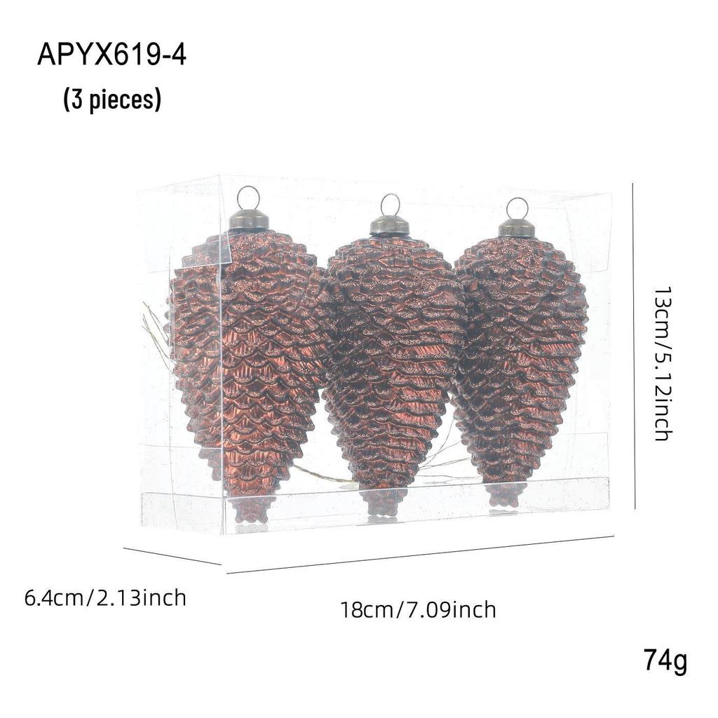 Plastic Adhesive Powder Pine Cone Christmas Tree Ornament