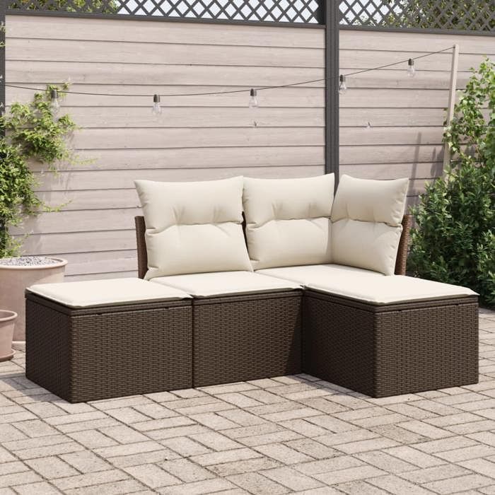 VidaXL Garden Lounge Set with Cushions 4 Pcs, Sofas with Adjustable Feet, Outdoor Furniture Set Patio Terrace, 3249322