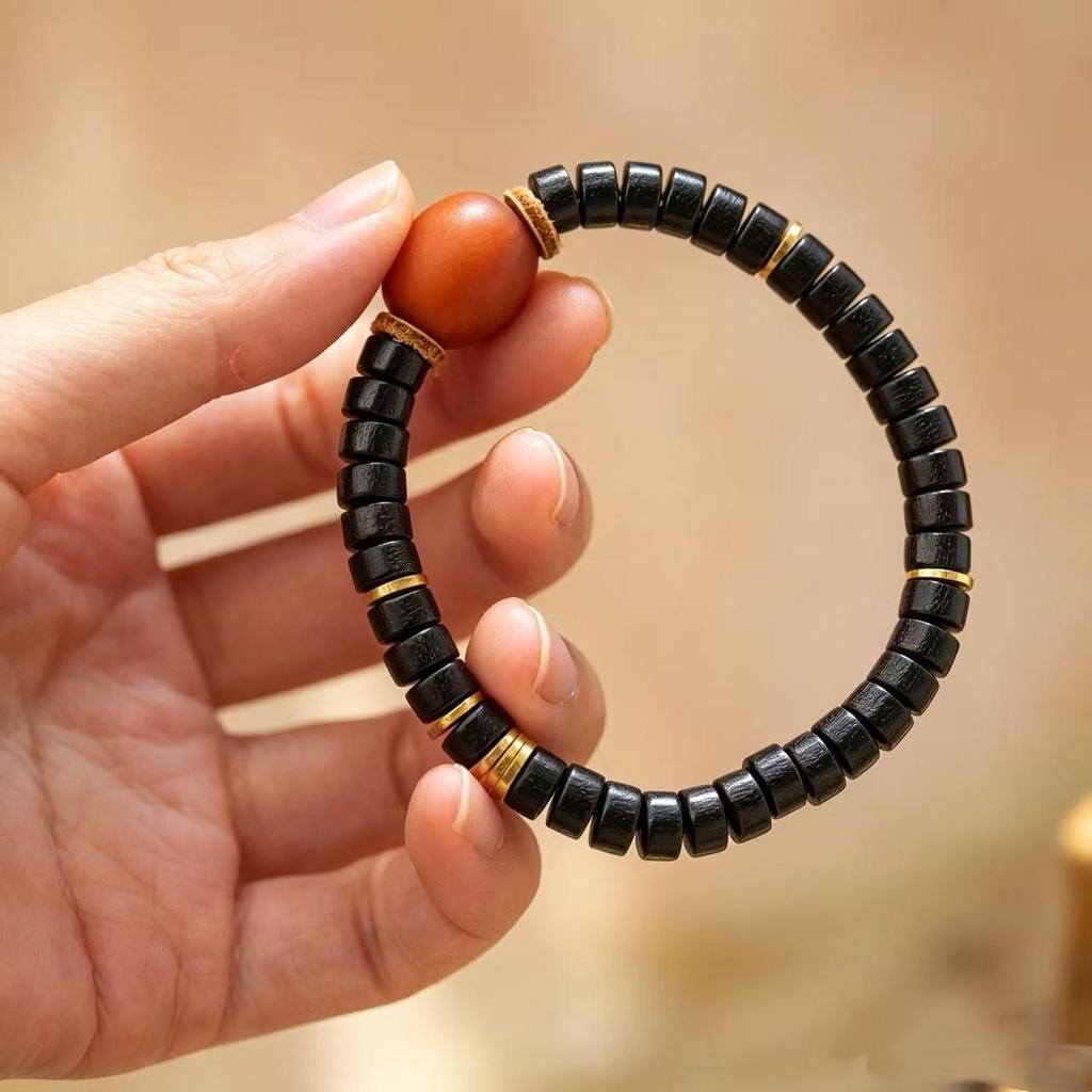 Boutique Ebony Imitation Beeswax Ethnic Prayer Beads Bracelet for Women