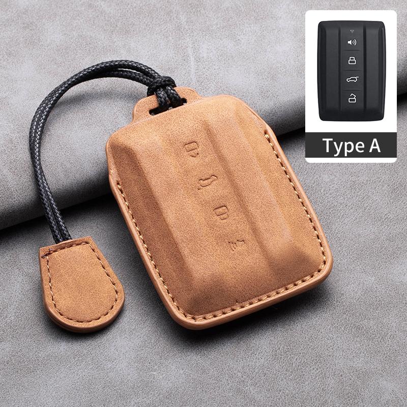 Styling Mouldings Leather Car Smart Remote Key Case Fob Cover For Geat Wall GWM WEY TANK 300 500 Tank300 Tank500 Auto Keychain A